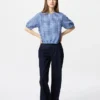 Women’s Seersucker Volume Blouse | Gingham