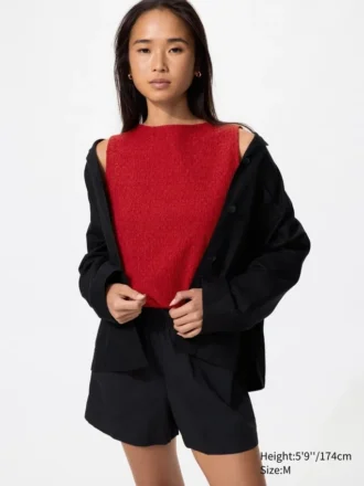 Women’s Shirring Boat Neck Sleeveless T-Shirt