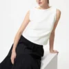 Women’s Shirring Boat Neck Sleeveless T-Shirt