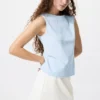 Women’s Shirring Boat Neck Sleeveless T-Shirt