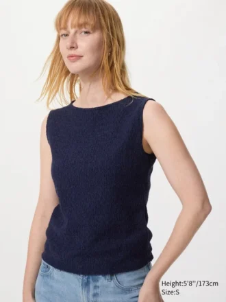 Women’s Shirring Boat Neck Sleeveless T-Shirt