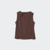 Women’s Shirring Boat Neck Sleeveless T-Shirt