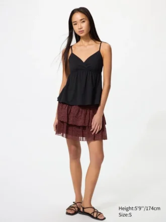 Women’s Shirring Volume Frill Mini Skirt