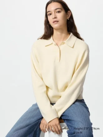 Women’s Smooth Cotton Polo Sweater