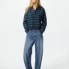 Women’s Smooth Cotton Polo Sweater | Striped