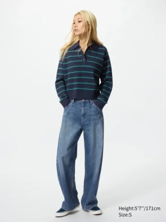 Women’s Smooth Cotton Polo Sweater | Striped