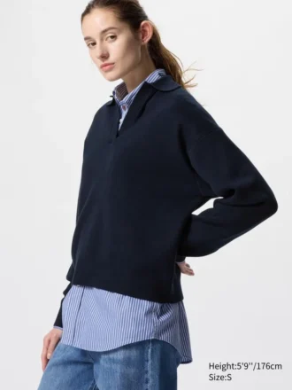 Women’s Smooth Cotton Relaxed Polo Sweater