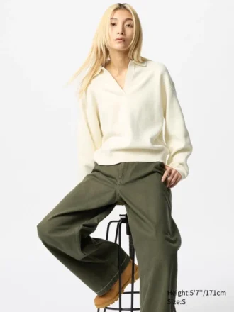 Women’s Smooth Cotton Relaxed Polo Sweater