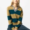 Women’s Smooth Cotton Relaxed Polo Sweater | Striped