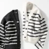 Women’s Souffle Yarn Short Cardigan | Striped | V-Neck
