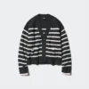 Women’s Souffle Yarn Short Cardigan | Striped | V-Neck
