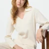 Women’s Washable Knit Ribbed Polo Sweater
