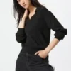 Women’s Washable Knit Ribbed Polo Sweater