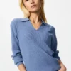 Women’s Washable Knit Ribbed Polo Sweater
