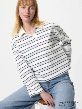 Women’s Washed Cotton Polo Shirt | Striped