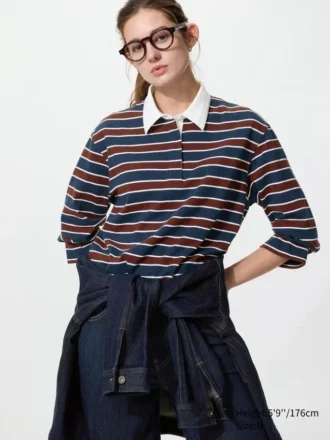 Women’s Washed Cotton Polo Shirt | Striped